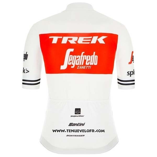 2019 Maillot Ciclismo Trek Segafredo Blanc Rouge Manches Courtes et Cuissard